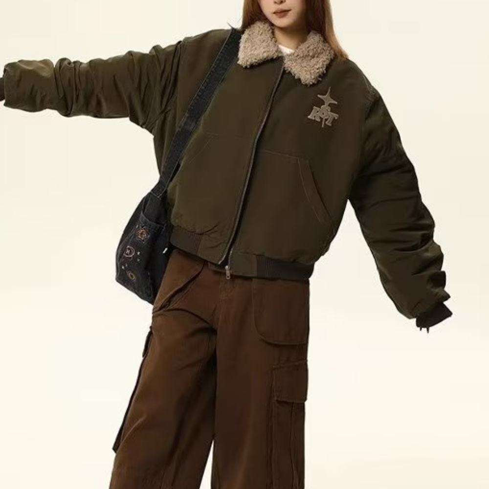 Retro Sherpa Lapel Cropped Coat