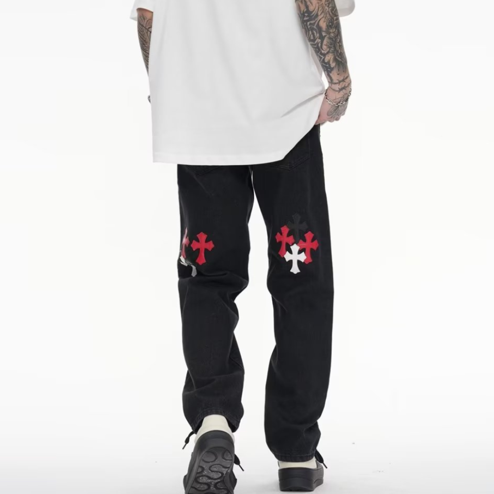 American High Street Leather Cross Wash Jeans