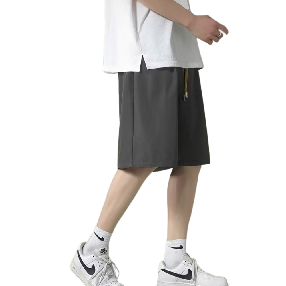 Relaxed Solid Drawstring Shorts