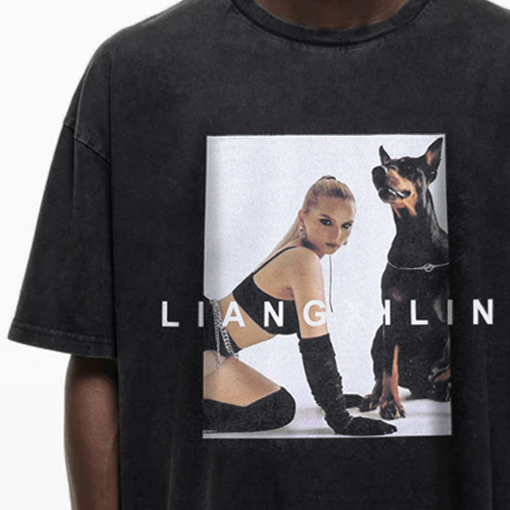 Beauty And Doberman Washed T-Shirt