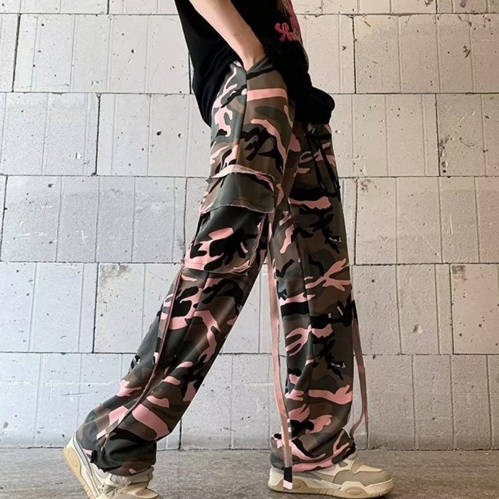 Camouflage Color Contrast Cargo Pants