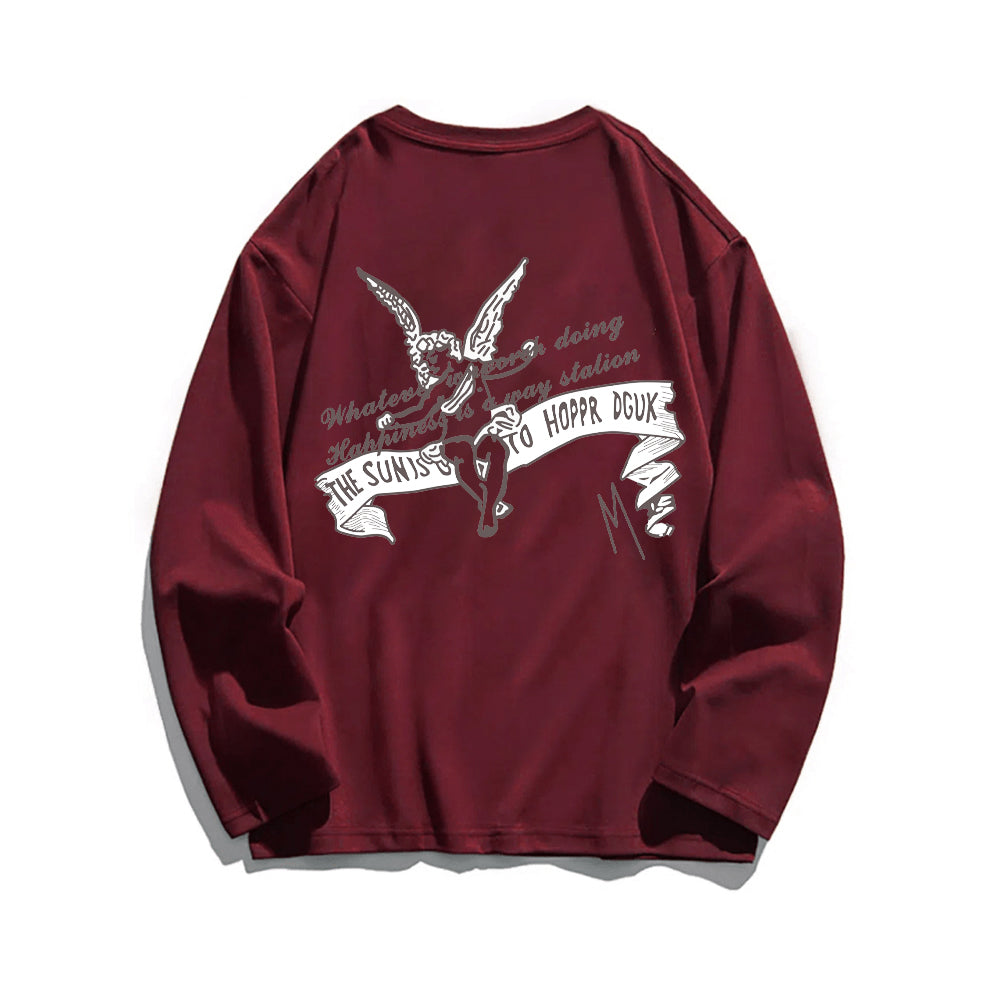 Cute Guardian Angel Print Sweatshirt