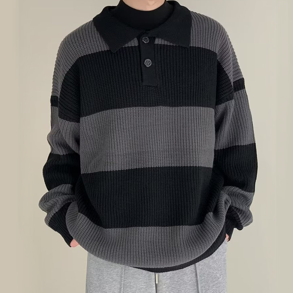 Artistic Loose Polo Sweater