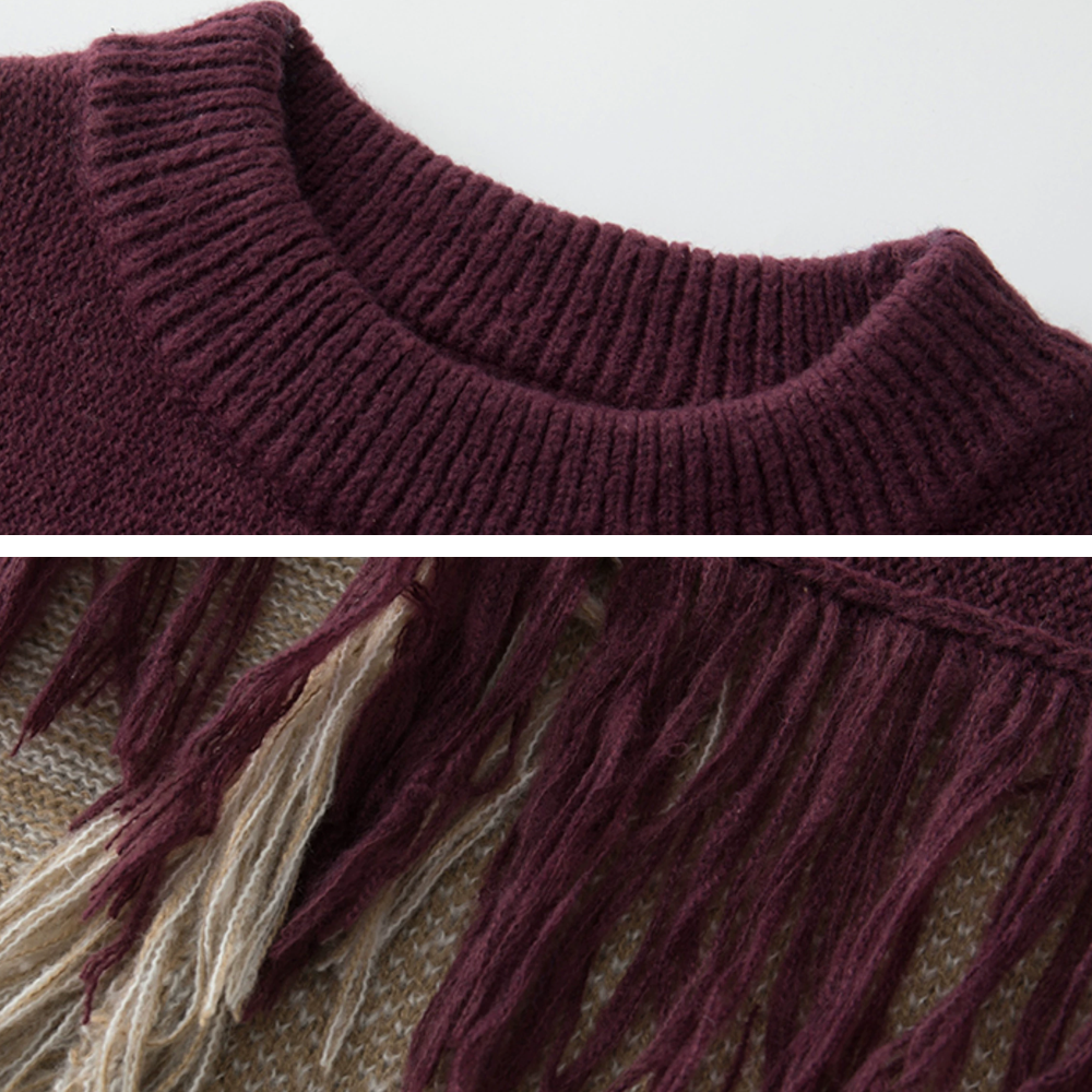 Heavy Design Tassel Splicing Sweater