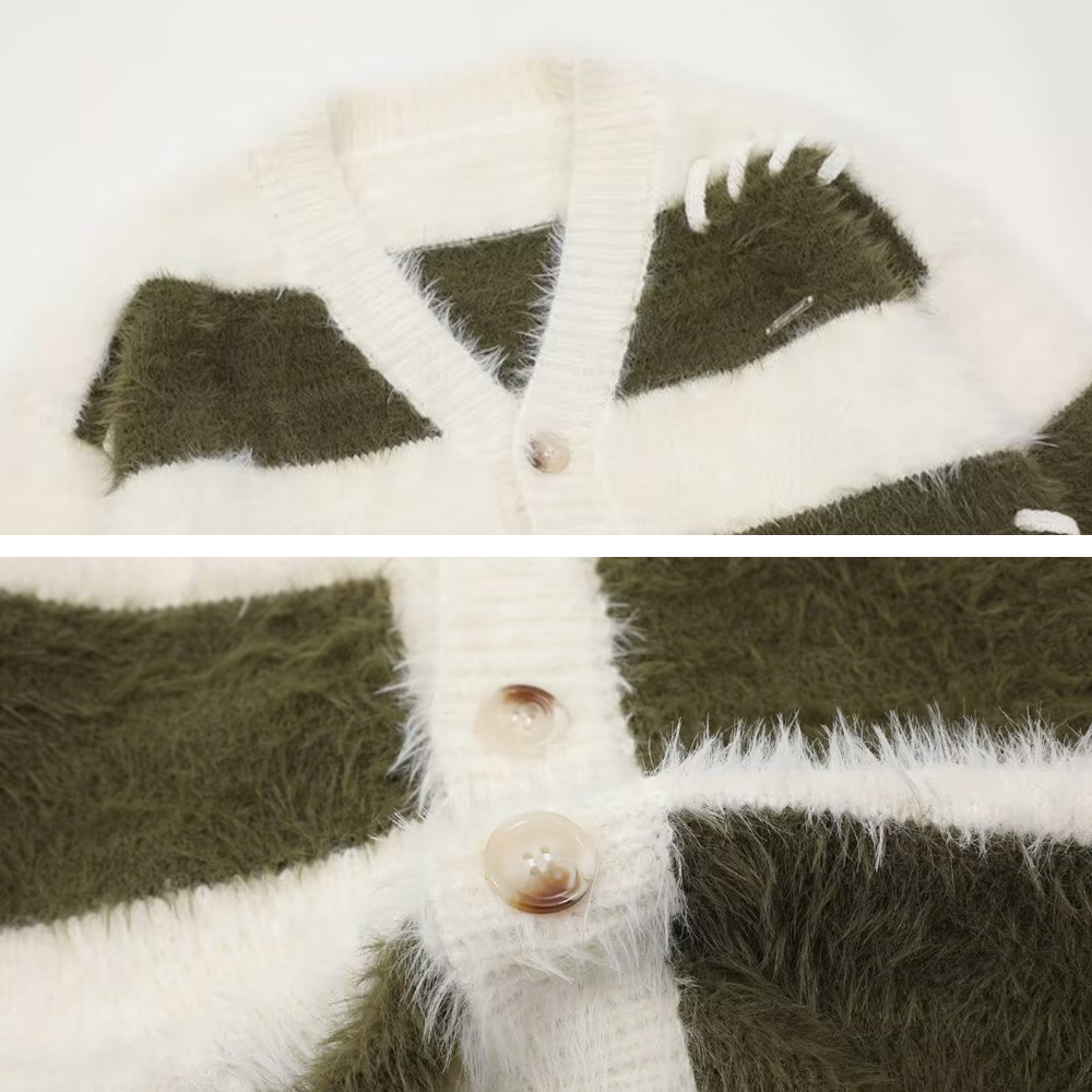 College Style Stripes With Contrasting Colors Cardigan Sweater