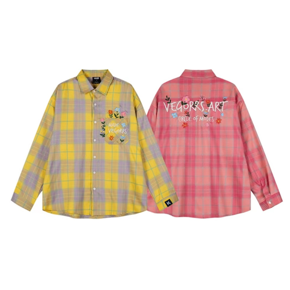 Colored Floral Embroidered Longsleeve Shirt