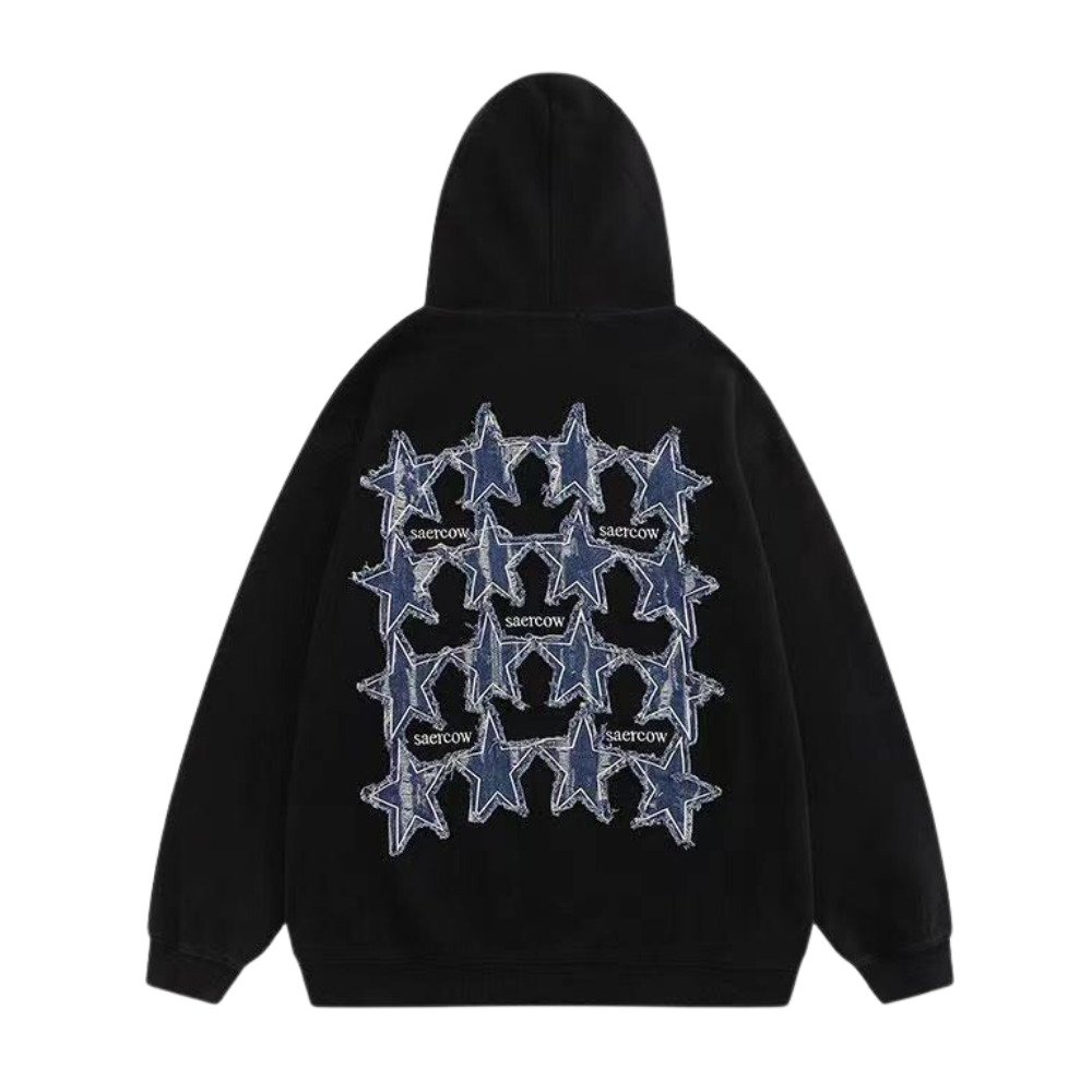 High Street Denim Star Patch Hoodie