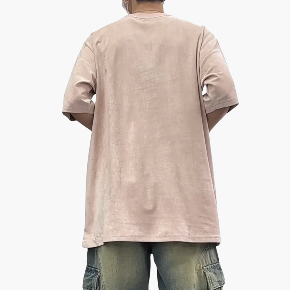 American Skull Print Suede T-Shirt