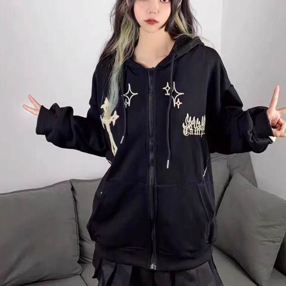 High Street Cross Embroidered Hoodie