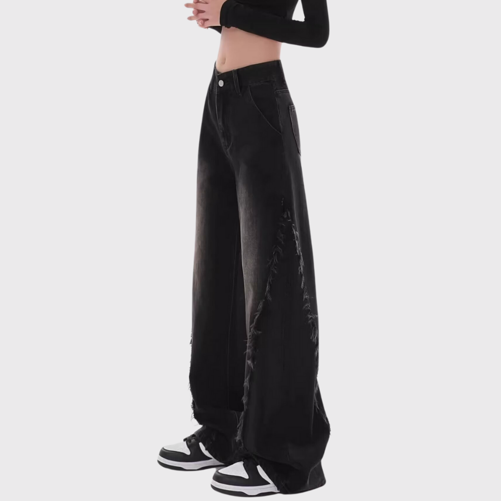 Women's Side Raw Hem Jeans