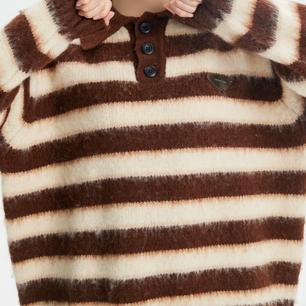 American Striped Brown Polo Sweater