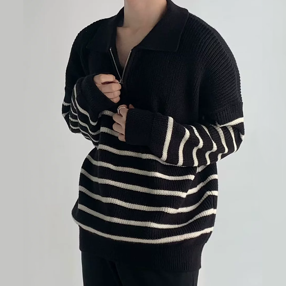 Minimalist Striped Polo Sweater