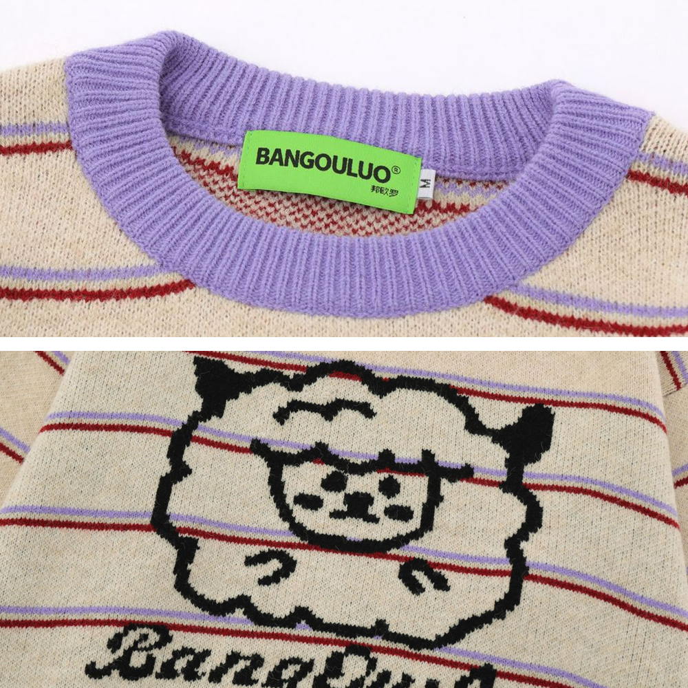 Japanese Retro Striped Lamb Sweater