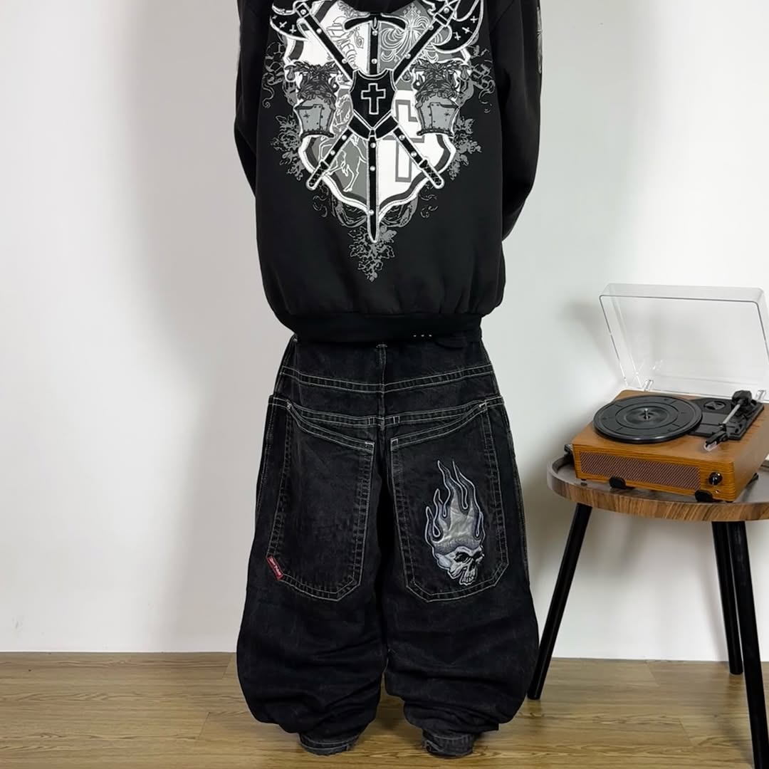 BAGGOUT American inmortal skull street loose casual jeans for men and women