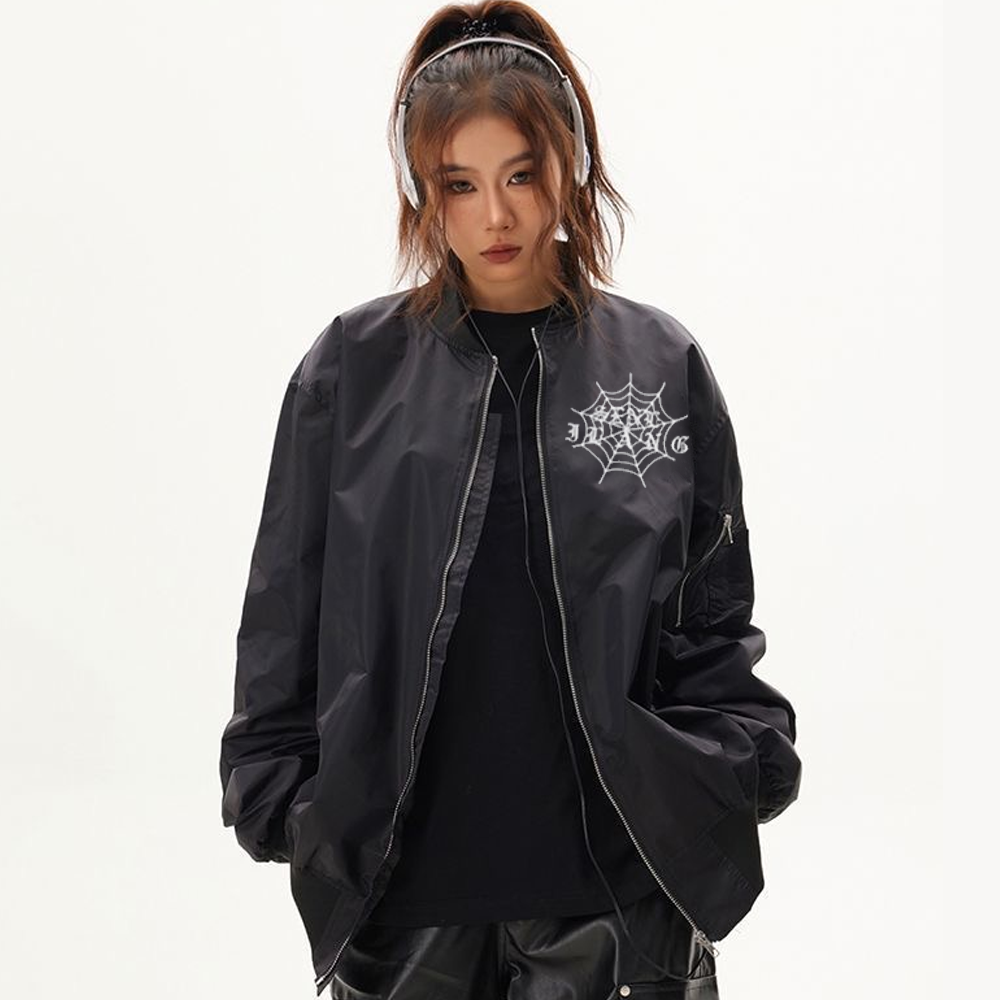 Spider Embroidered Bomber Jacket