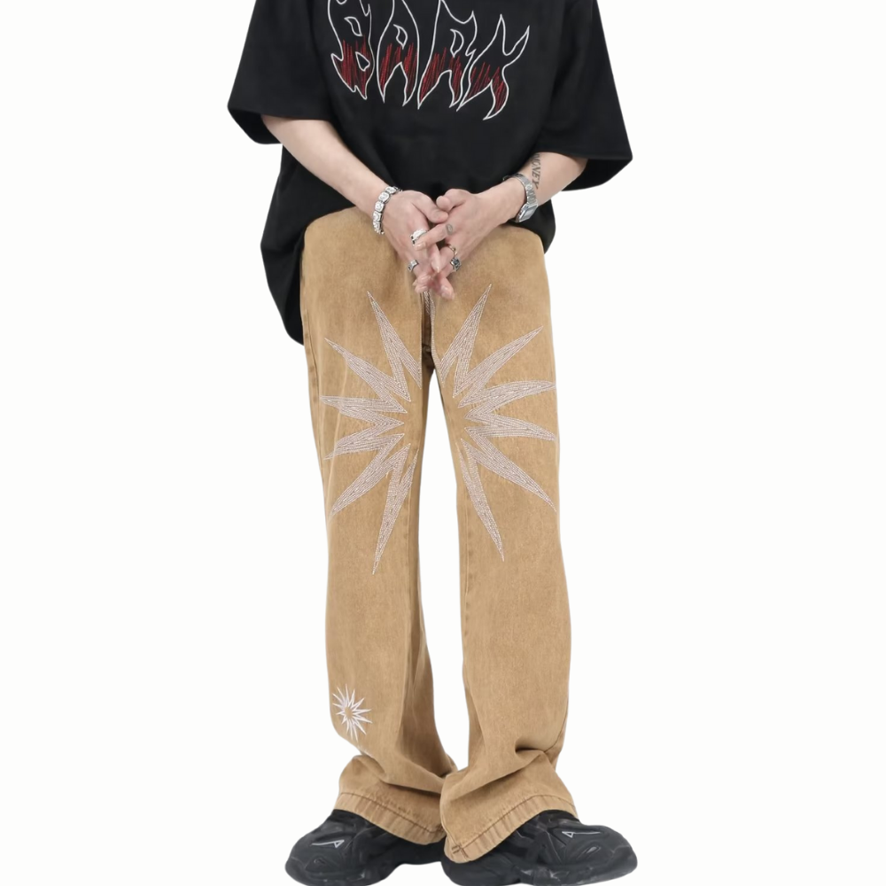 DF| Heavy Starburst Daisy Embroidery Jeans