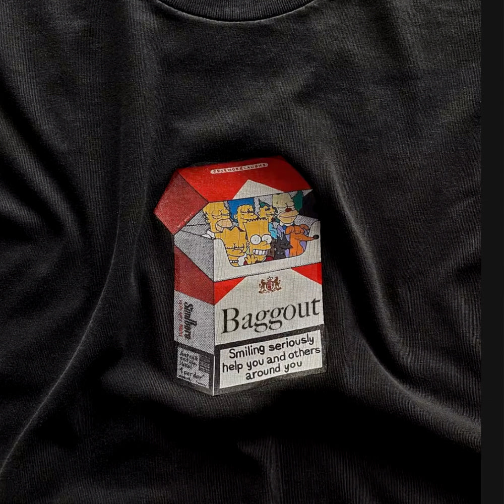 BAGGOUT Cartoon Cigarette Box T-Shirt