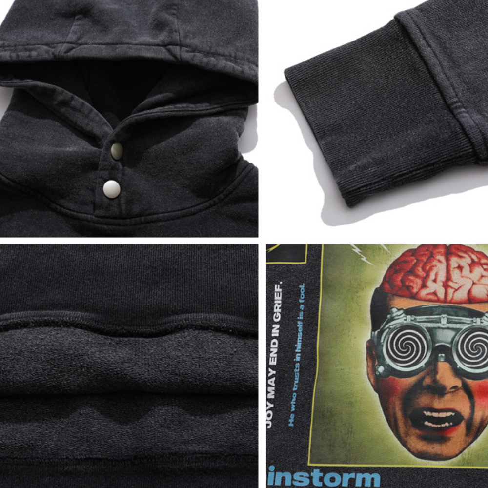 Hip Hop Bold Print Wash Hoodie