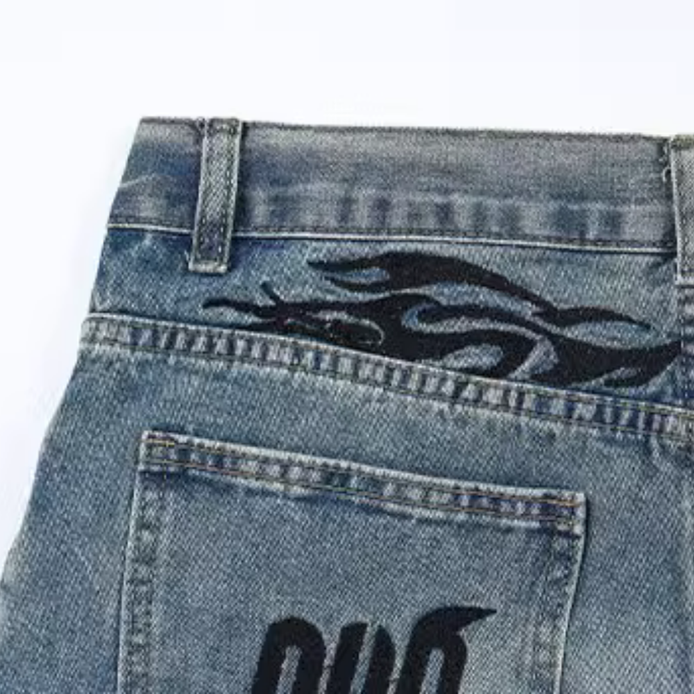 Street Washed Embroidered Jeans
