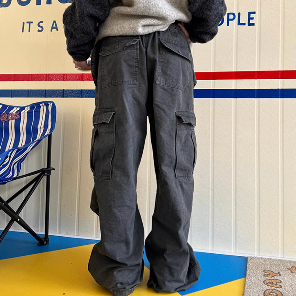 Street Solid Color Paratroop Pants