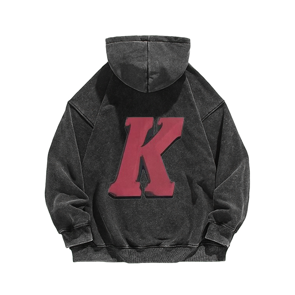Retro letters K logo Washed Hoodie