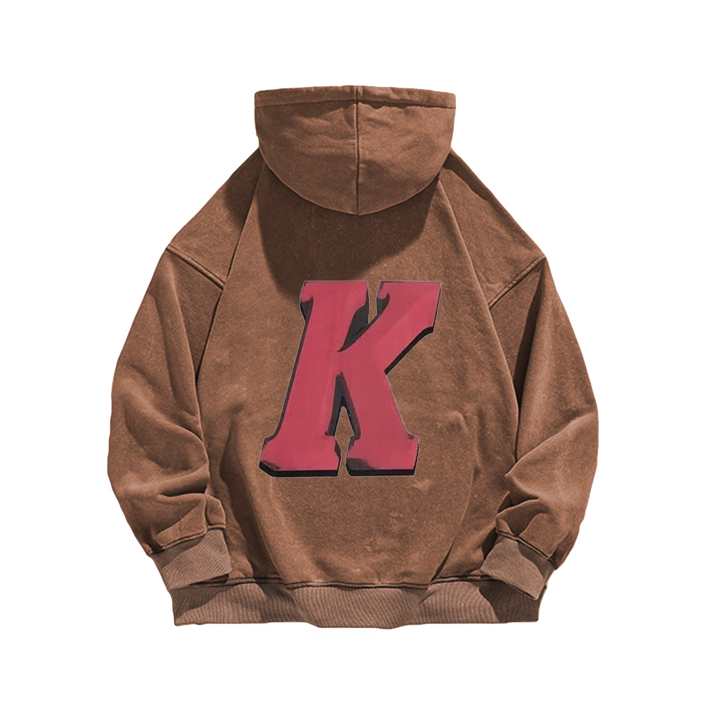 Retro letters K logo Washed Hoodie
