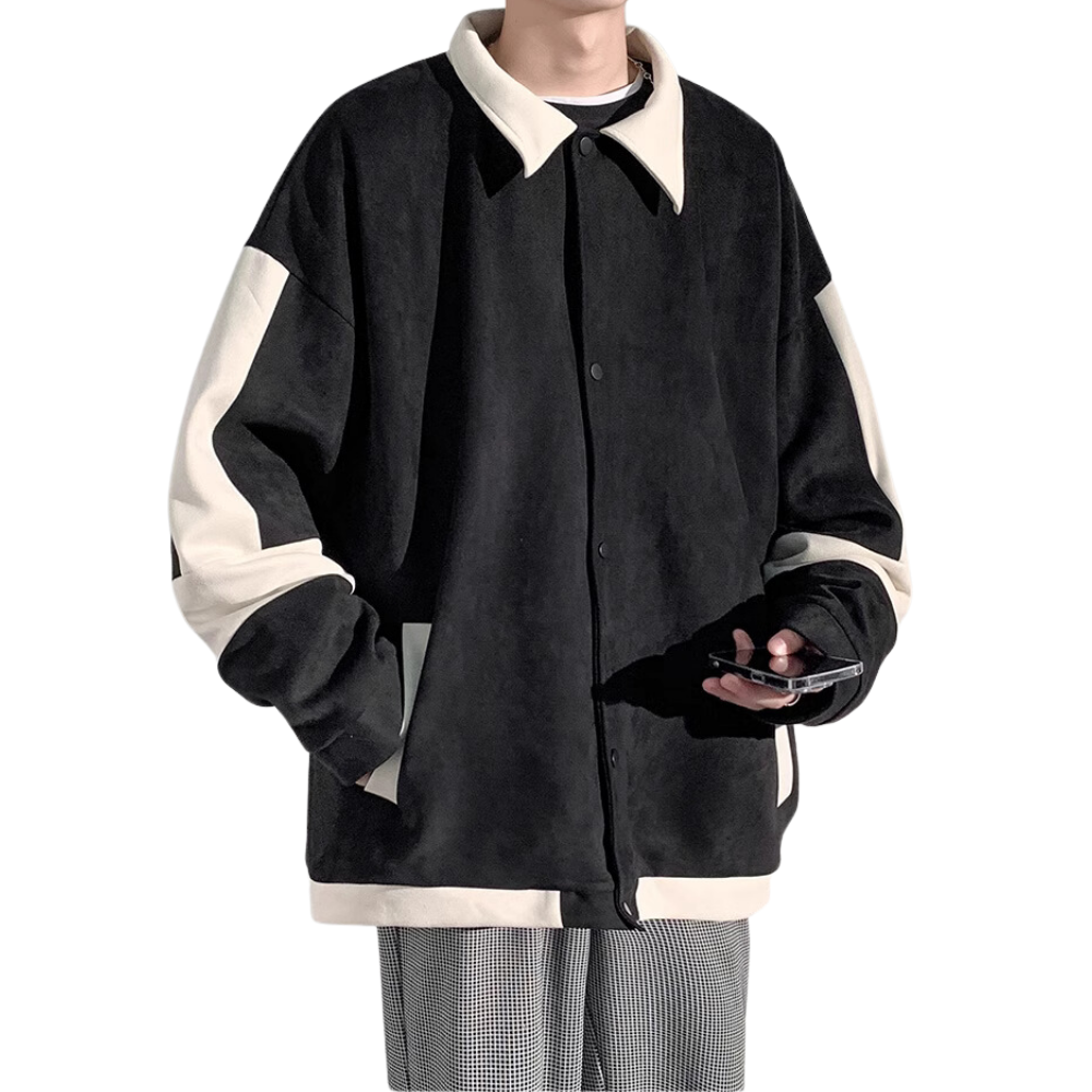 Casual Contrast Suede Jacket