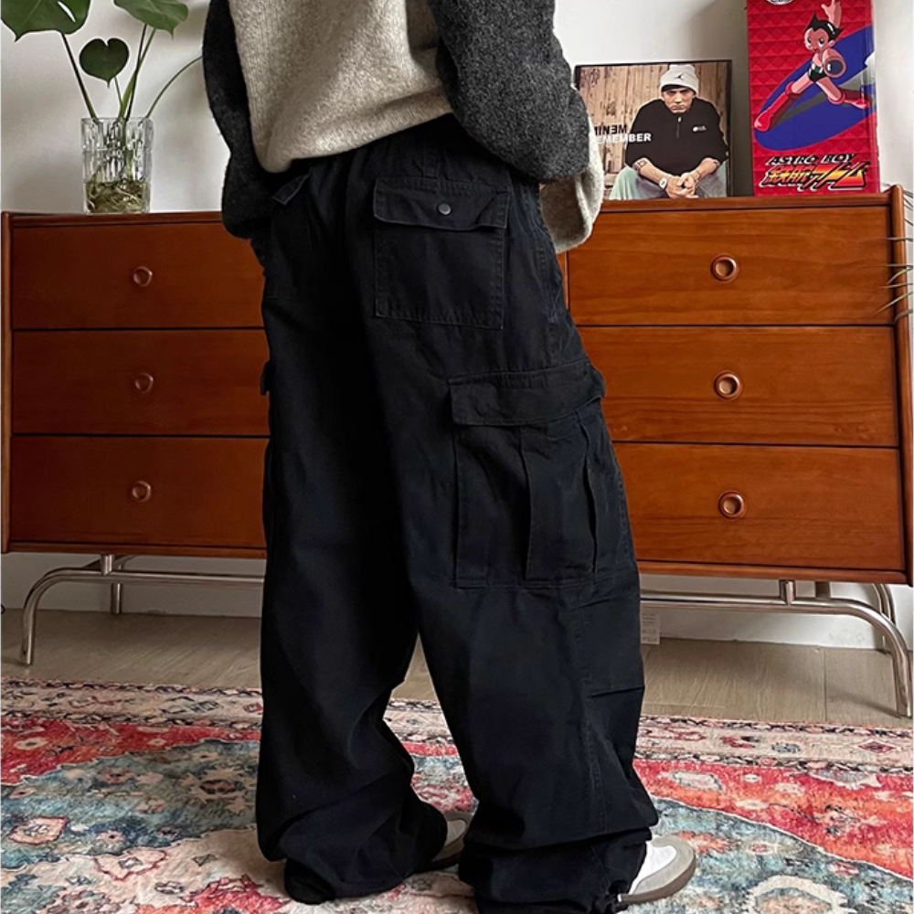 Street Solid Color Paratroop Pants