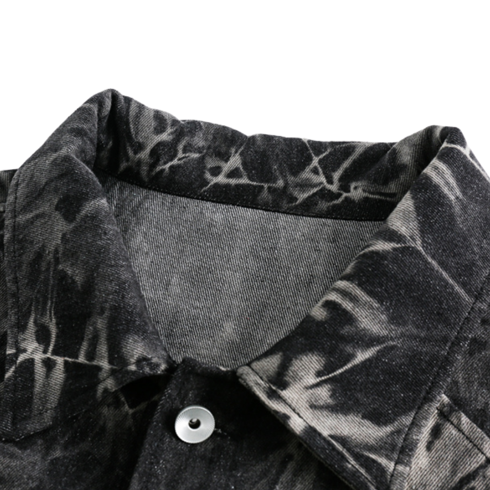 Classic Snowflake Tie Dye Denim Jacket