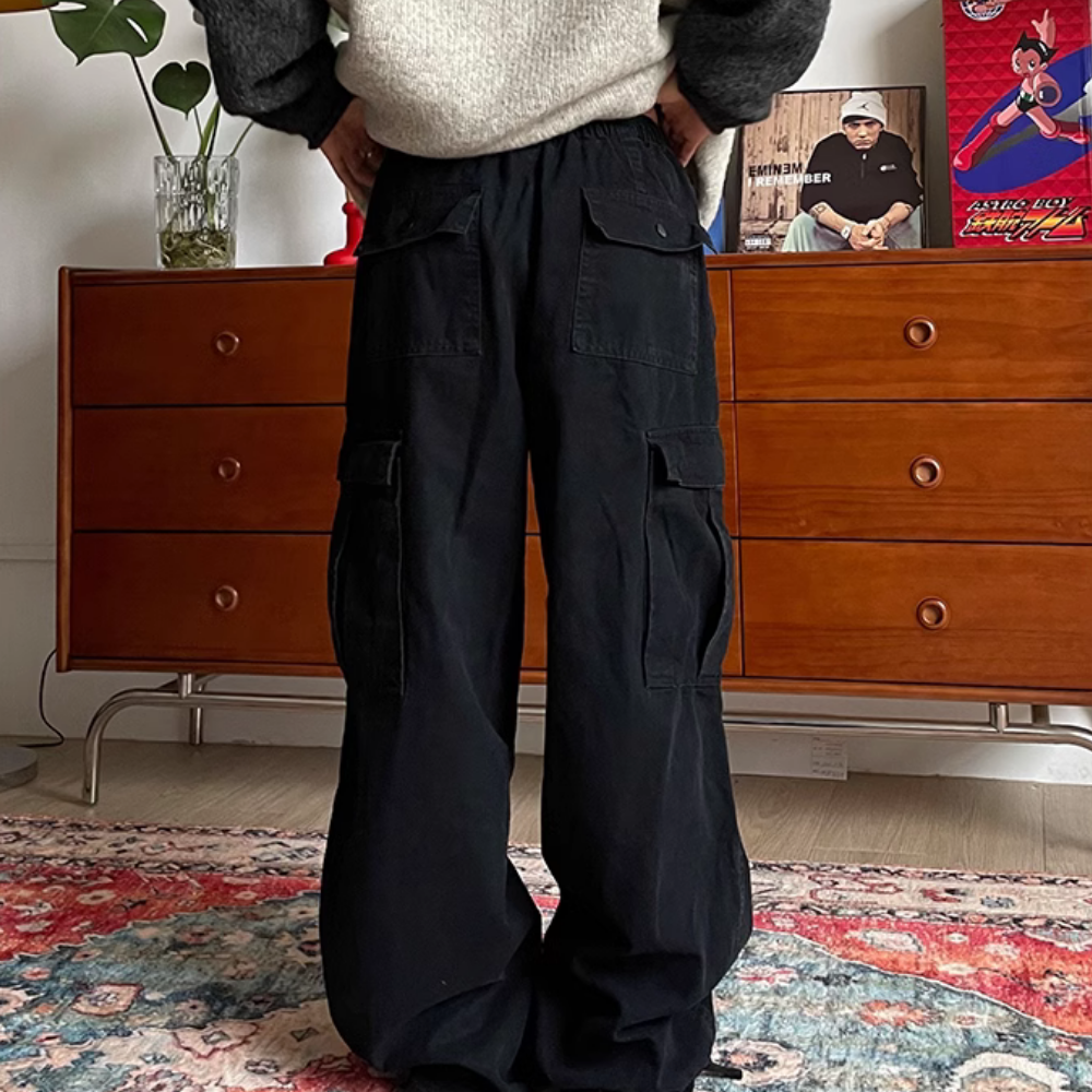 Street Solid Color Paratroop Pants