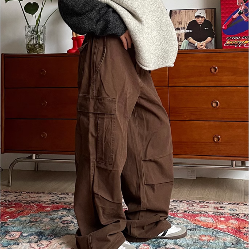 Street Solid Color Paratroop Pants