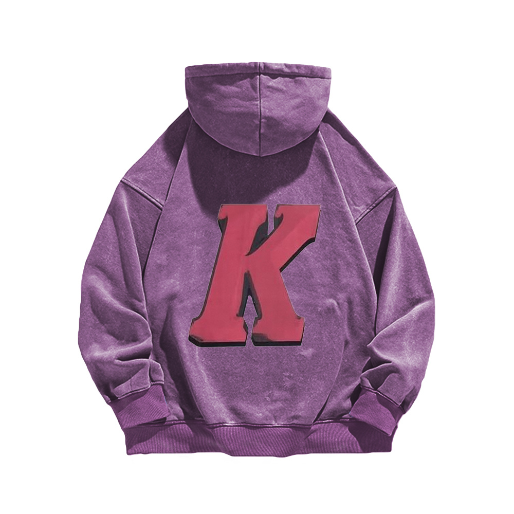 Retro letters K logo Washed Hoodie