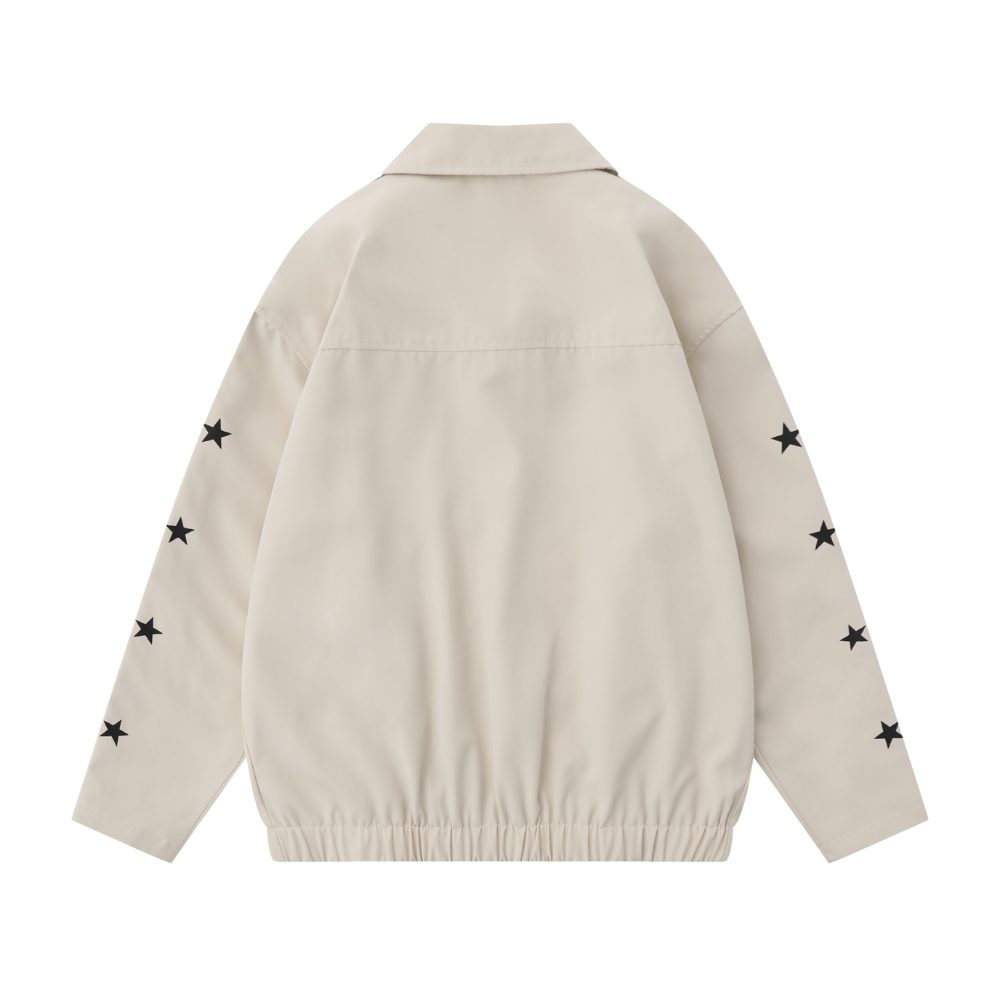 High Street Sleeve Zippers Star Print Jacket
