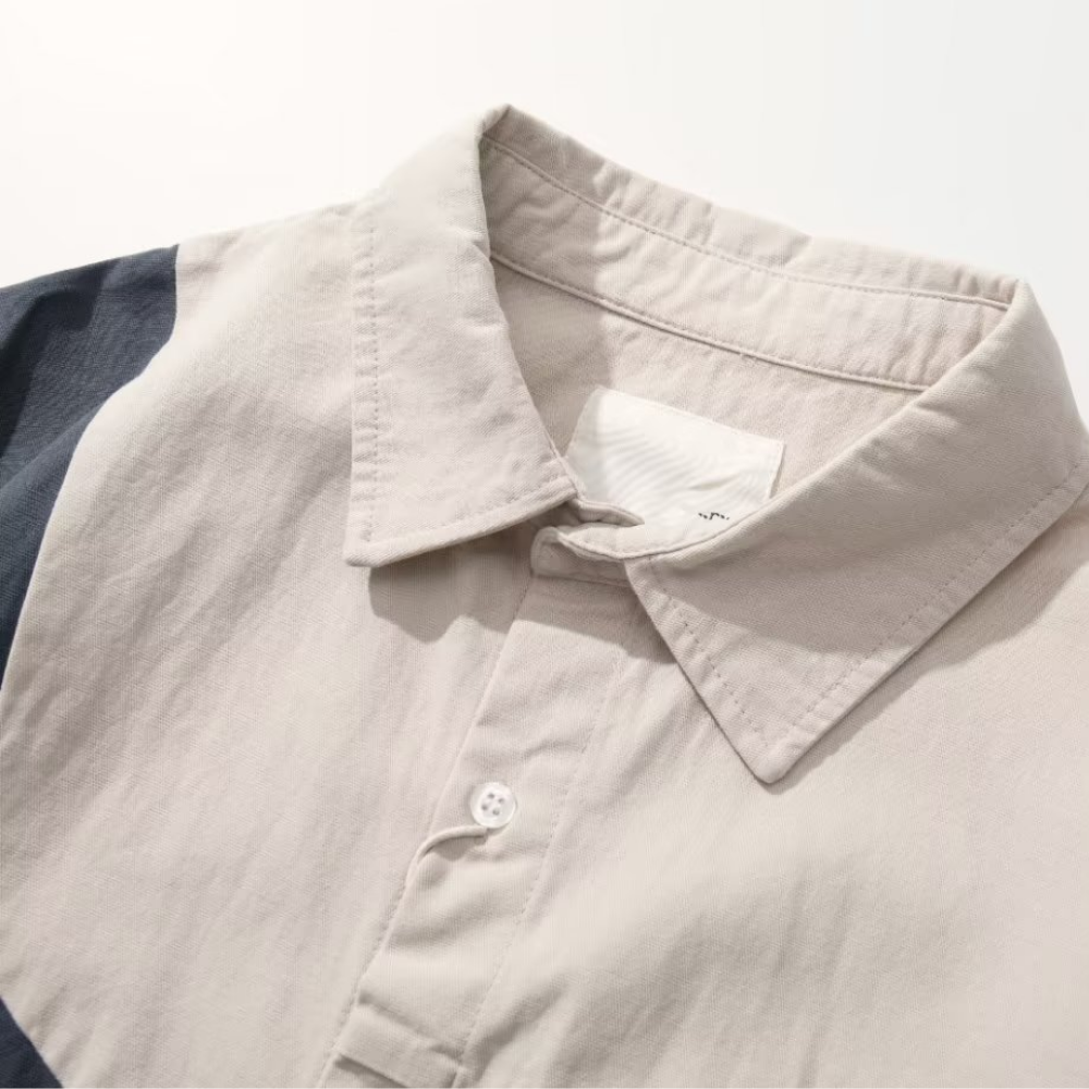 Preppy Irregular Contrast Color Shirt