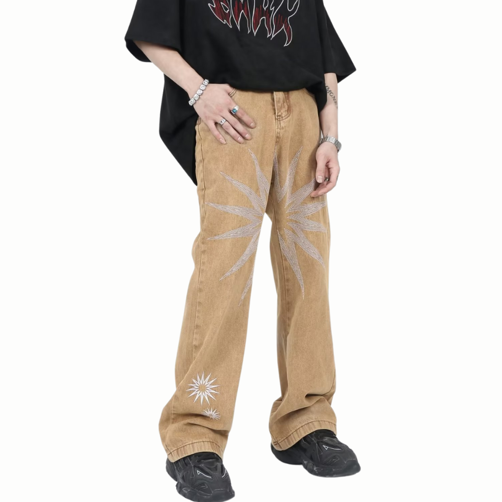 DF| Heavy Starburst Daisy Embroidery Jeans