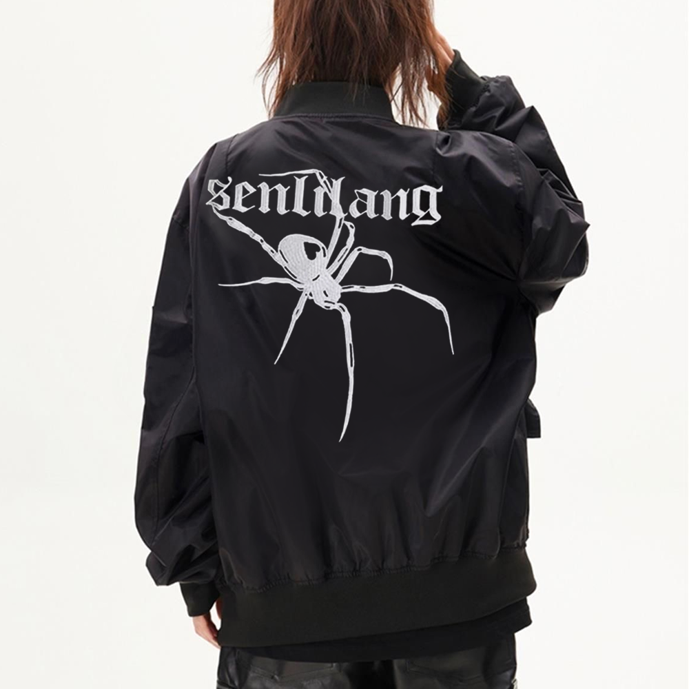 Spider Embroidered Bomber Jacket