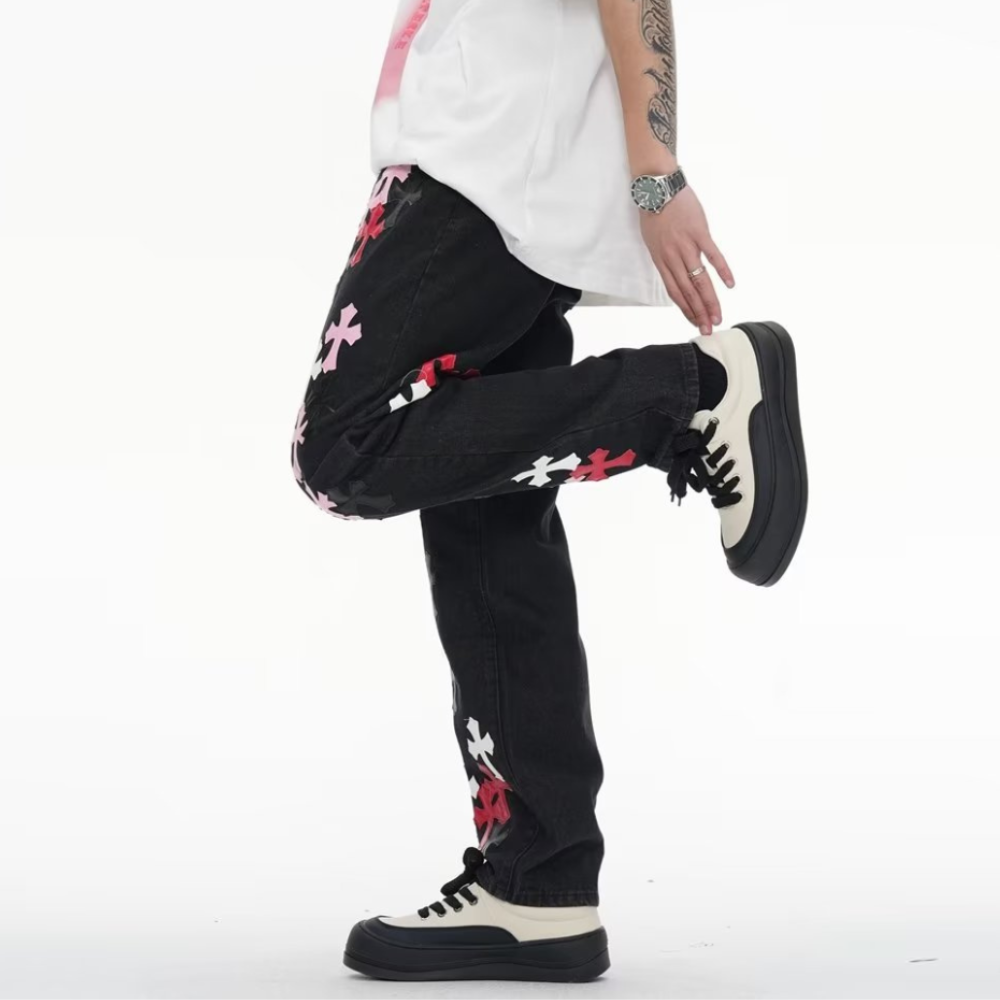 American High Street Leather Cross Wash Jeans