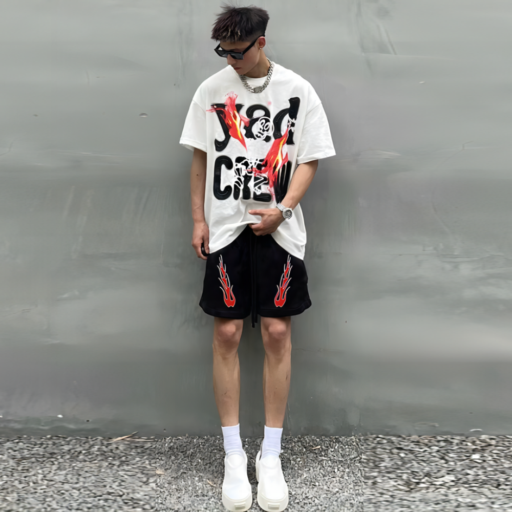 High Street Flame Print Shorts