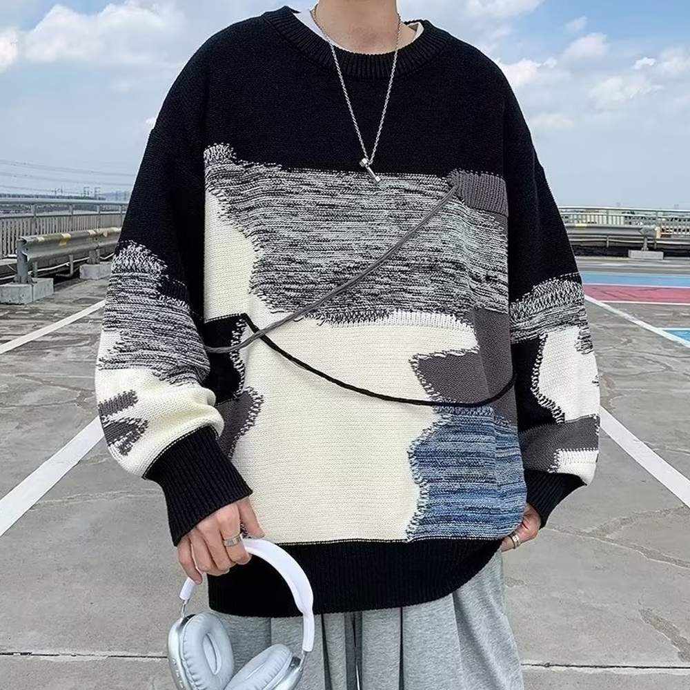 Irregular Contrasting Color Design Sweater