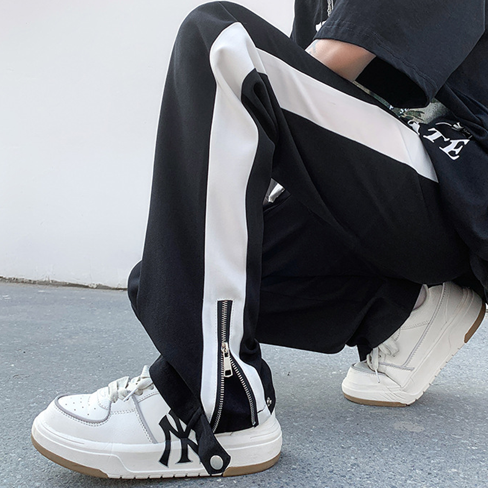 Simple Zipper and Drawstring Cargo Sweatpants