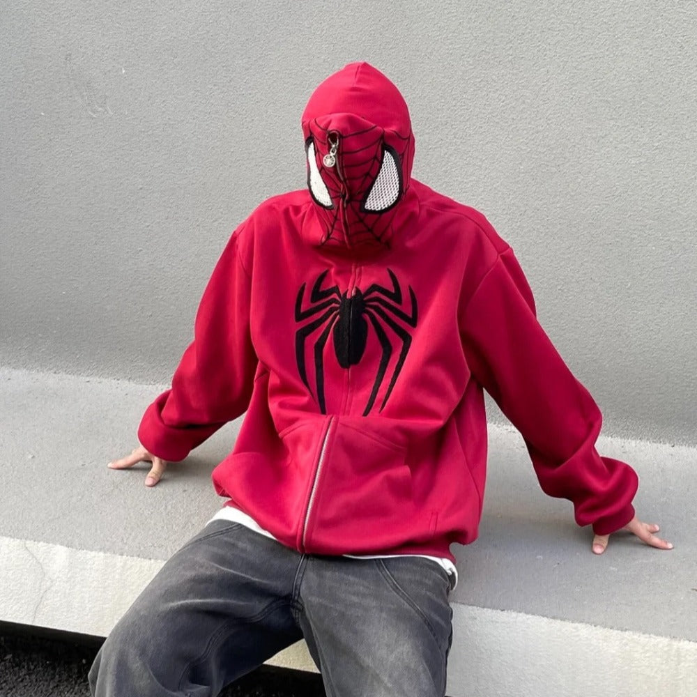 High Street Spider Flocked Couple Hoodie