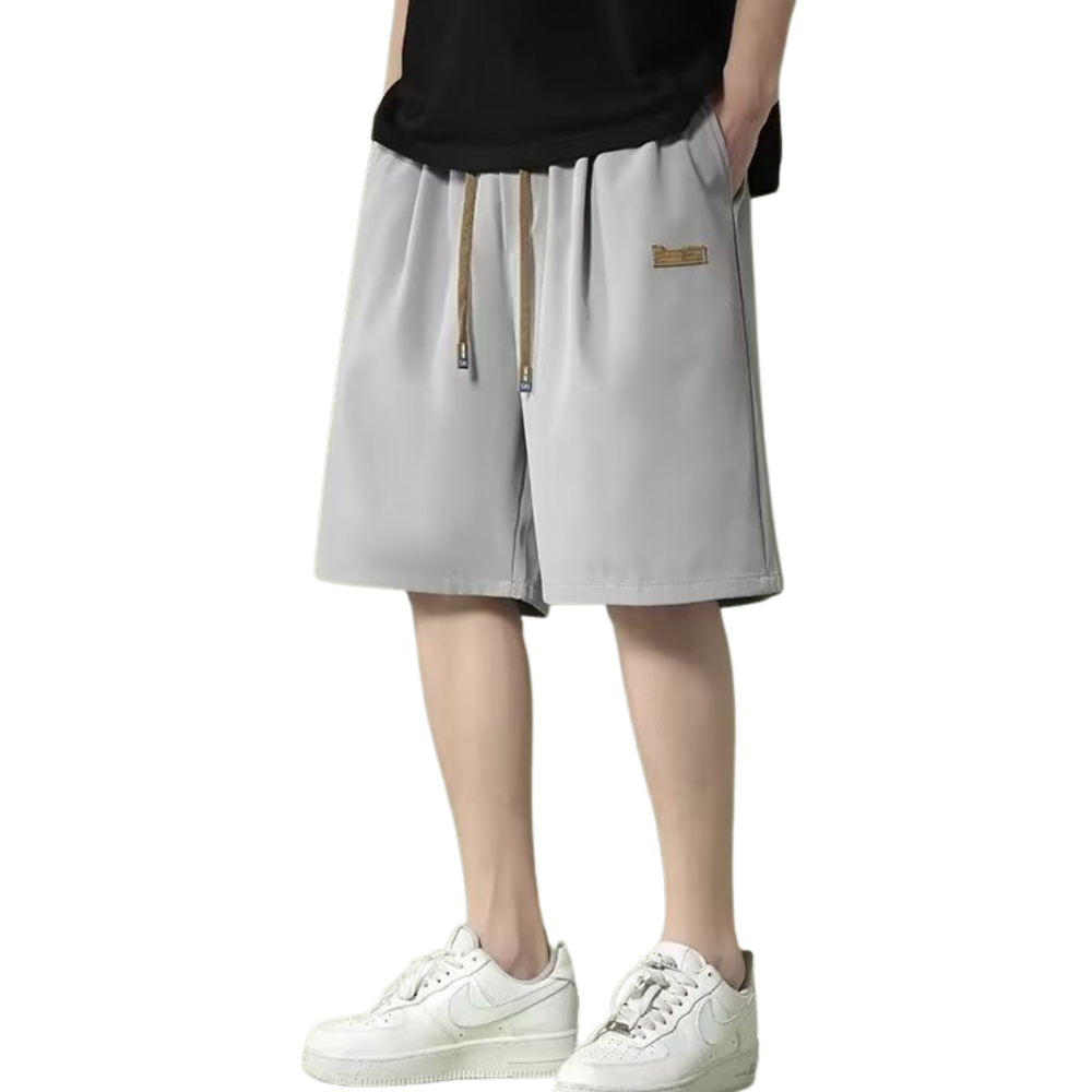 Relaxed Solid Drawstring Shorts