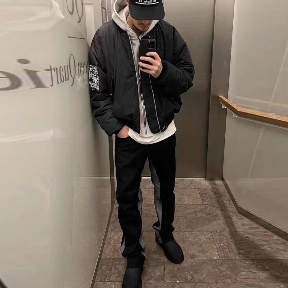 American Casual Side Split Floor Sweeping Street Jeans