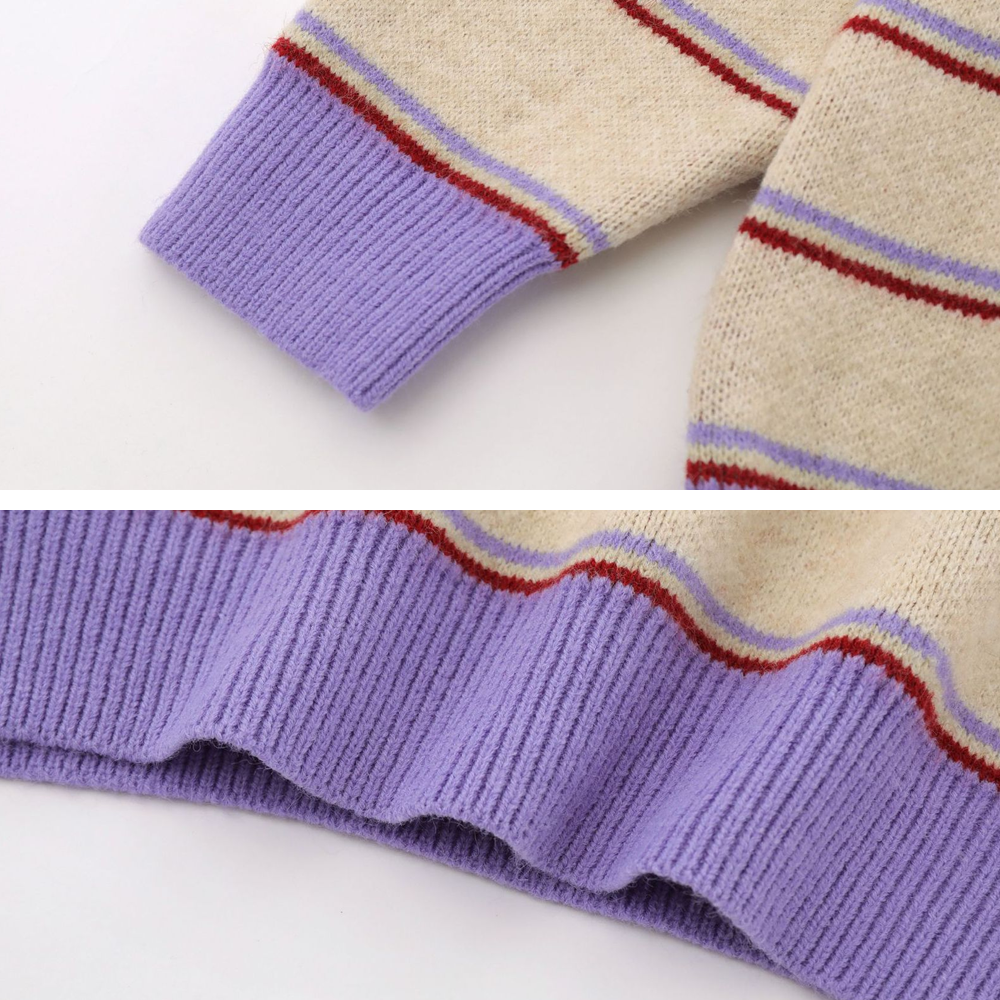 Japanese Retro Striped Lamb Sweater
