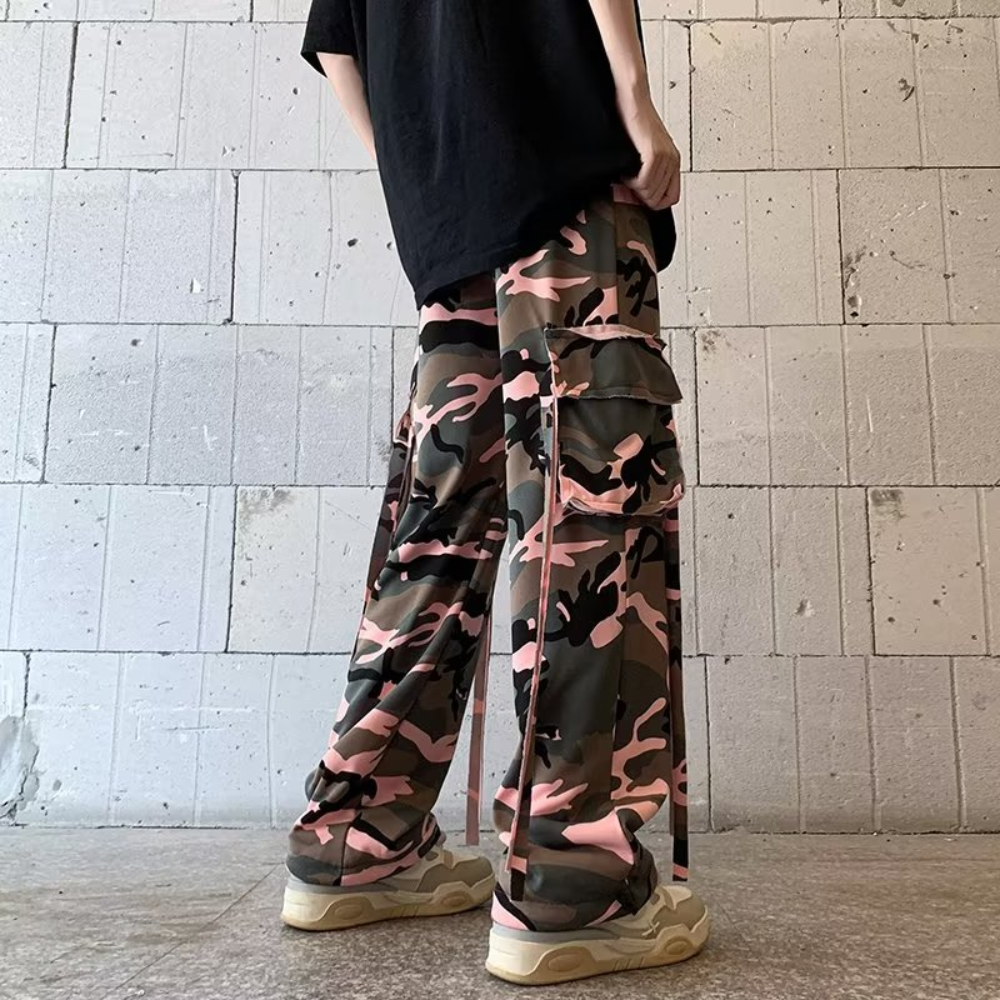 Camouflage Color Contrast Cargo Pants