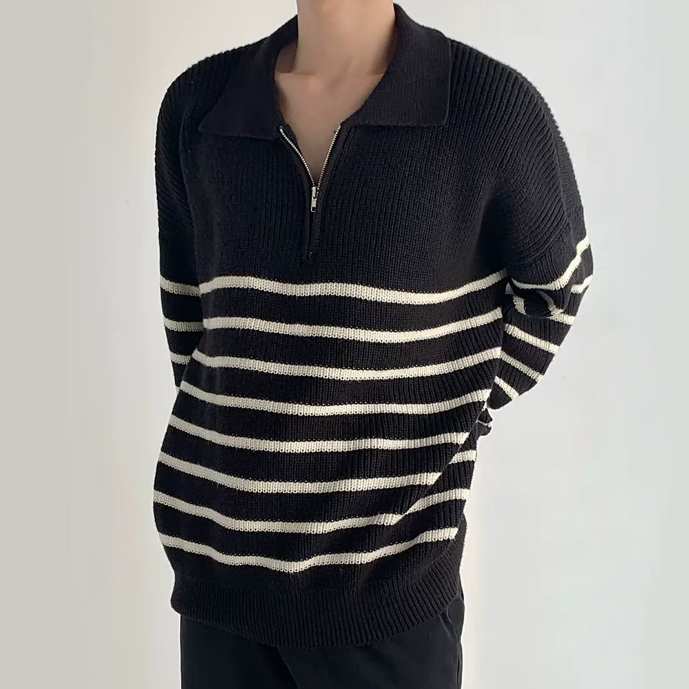 Minimalist Striped Polo Sweater