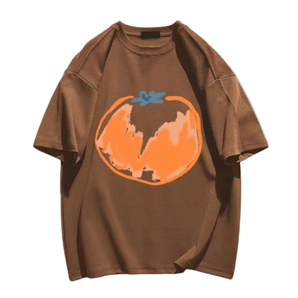 Simple Graffiti Tangerine Print T-shirt