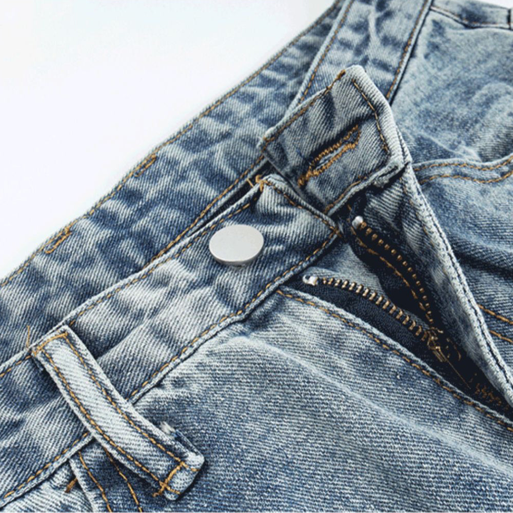 Solid Color Four Pointed Star Jeans