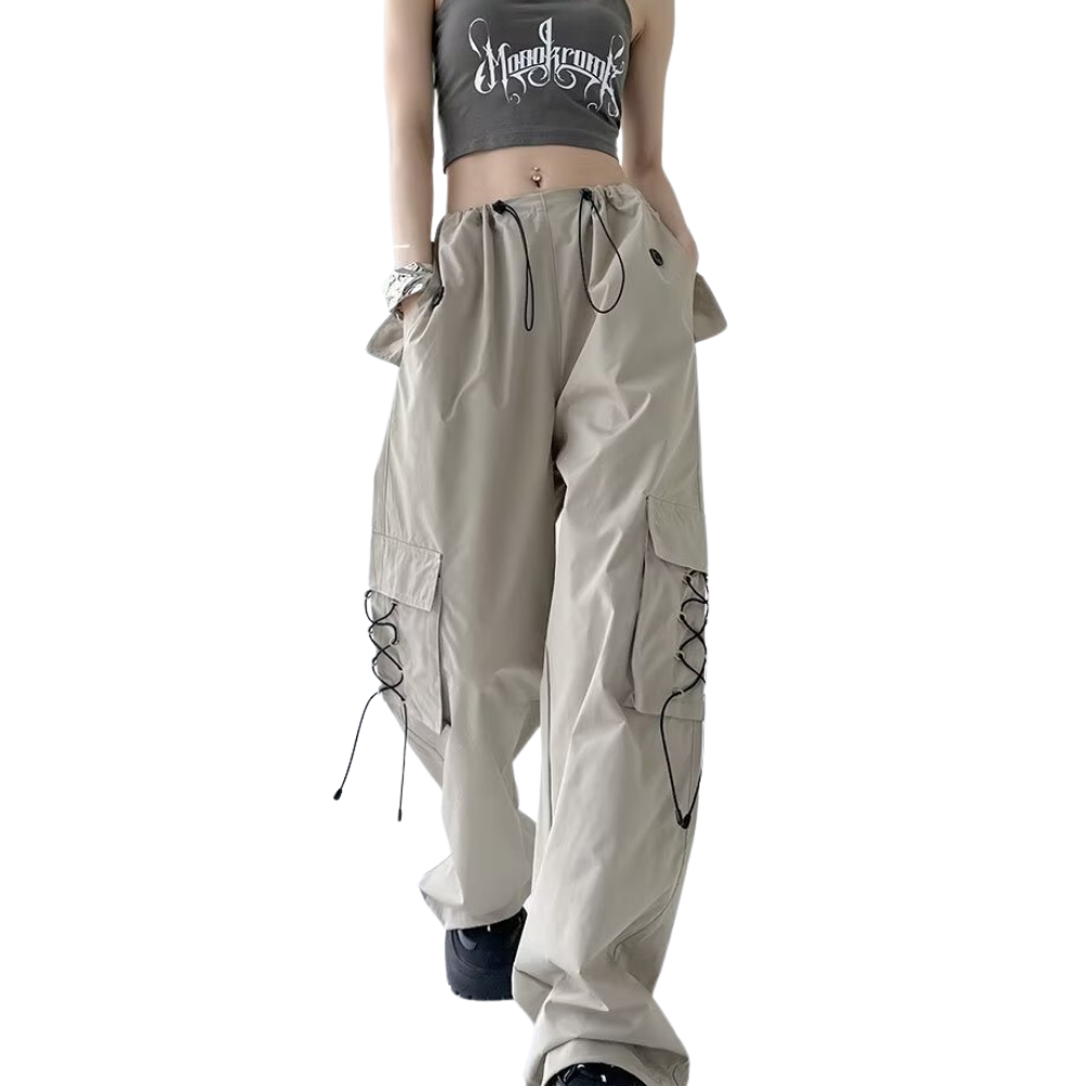 Women's High Street Lace Design Cargo Pants