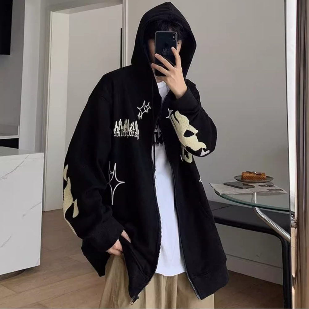 High Street Cross Embroidered Hoodie